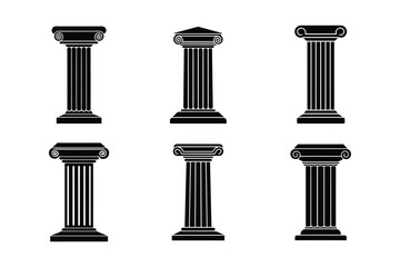 Obraz premium A set of Greek column silhouette vector art illustration