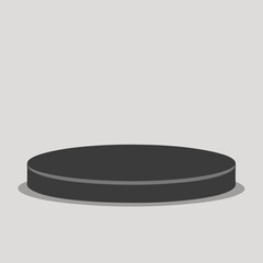 Simple Dark Gray Round Podium or Stage with Subtle Shadow on a Light Gray Background for Product Display