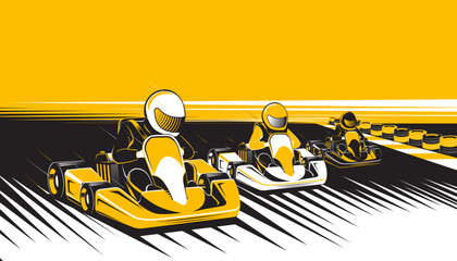 Fototapeta na wymiar Go kart racing game competition. Karting tournament 