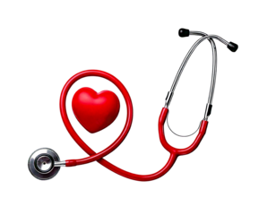 Heart and stethoscope represent dedication on international nurse day, isolated on white, Png
