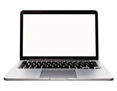 Laptop with blank screen isolated on white background