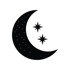 Half Moon Minimalist Stars Vector Silhouette