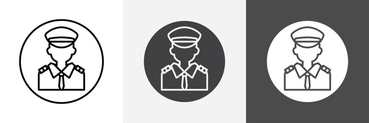 Male chief officer icon set vector art
