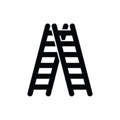 Folded Ladder Icon  Simple Black and White Illustration