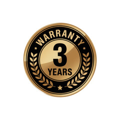 Fototapeta premium Gold three year warranty badge isolated on transparent background