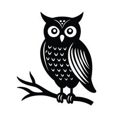 Fototapeta premium Owl Branch Vector Silhouette