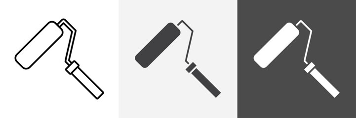 paint roller icon set vector art