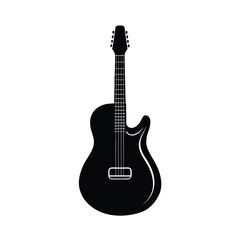 Obraz premium Single Guitar Curves Vector Silhouette