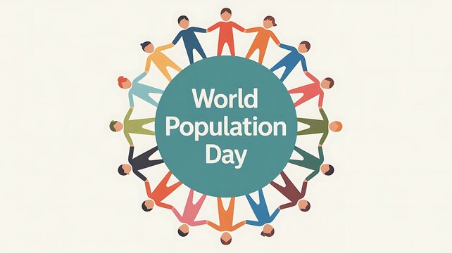 World population day unity diverse people circle
