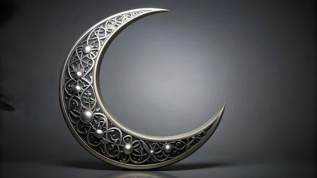 Mysterious black crow perched on intricate celtic crescent moon design in ethereal setting