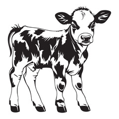 Fototapeta premium baby cow black silhouette vector, silhouette Design vector icon with white background. 