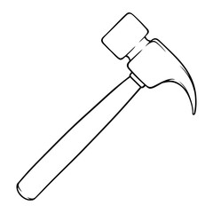hammer icon illustration with outline drawing