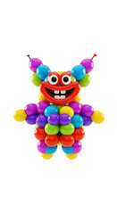 Colorful Balloon Monster Character on Black Background png, isolated on trasparent background