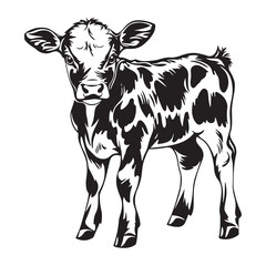 Fototapeta premium baby cow black silhouette vector, silhouette Design vector icon with white background. 