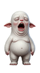 Fantasy Illustration of a Screaming White Creature png, isolated on trasparent background