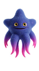 Furry Star Creature Illustration on Black Background png, isolated on trasparent background