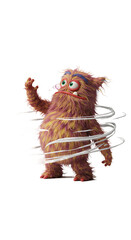 Illustration of a Funny Furry Monster on Black Background png, isolated on trasparent background