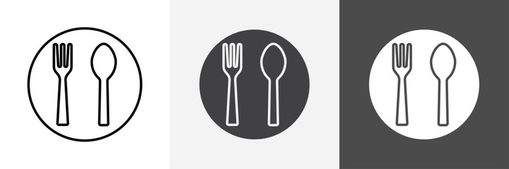 spoon and fork icon set vector art