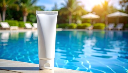 Sunscreen tube by pool (1)