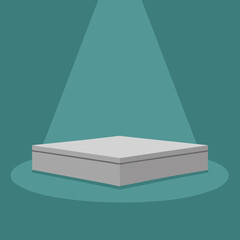 Minimalist Product Display Podium with Spotlight on Teal Background Ideal for Showcasing Items or Creating Mockups in a Clean and Modern Style