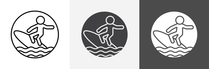 surfing icon set vector art