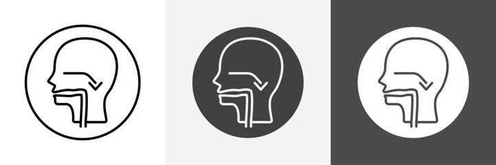 Swallowing reflex icon set vector art