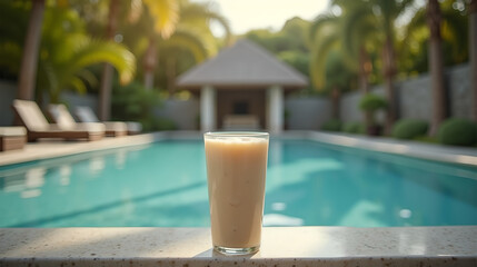Protein Shake in Clear Cup with Studio Lighting Setup
