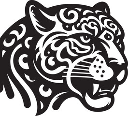 Black and White Jaguar Vector Illustration – Minimalist Wild Cat Silhouette Art