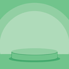Minimalist Green Product Display Podium with Arched Backdrop Ideal for Showcasing Products in E commerce and Advertising Campaigns Simple and Modern Design