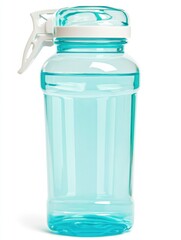 Transparent blue water bottle with a white flip-top lid designed for convenient drinking and portability.