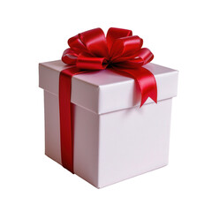 Fototapeta premium Elegant White Gift Box with Red Ribbon and Bow Perfect for Celebrations and Special Occasions