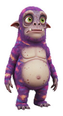 Funny Purple Monster Cartoon Character Illustration png, isolated on trasparent background