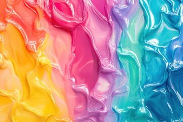 Swirled glossy texture of nail polish in soft pastel rainbow colors with a liquid, fluid finish and high shine