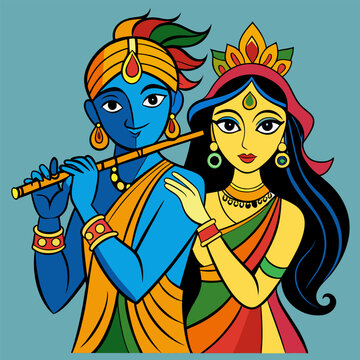 radha krisna with fluite