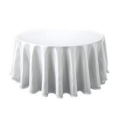 Elegant white round tablecloth isolated on isolated on white transparent background for restaurant decoration or event design
