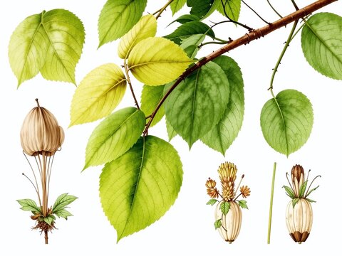 Botanical Illustration of Amphipterygium adstringens - Cuachalalate Bark Detail
