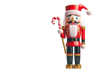 Traditional Christmas nutcracker figurine dressed in festive holiday uniform isolated on transparent background PNG