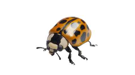 Harlequin ladybird with black spots Transparent background, PNG file