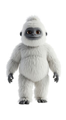 Cartoon Yeti Character 3D Rendering on Black Background png, isolated on trasparent background