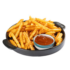 French fries with tomato ketchup on the side on a Transparent PNG background