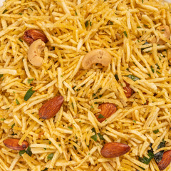 Traditional Royal Indian Namkeen texture close-up macro picture