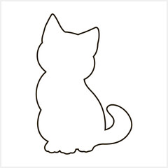 Outline doodle cat clipart. Hand drawn art line. Sketch animal. Coloring page book. Vector stock illustration