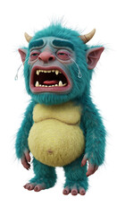 Illustration of a Crying Cartoon Monster png, isolated on trasparent background