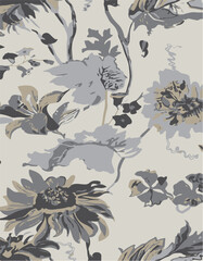 botanical floral, vector, seamless pattern , herbs and leaves ,big set, background with flowers