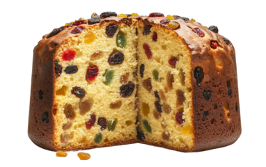 Traditional Italian panettone cake filled with dried fruits for holiday celebrations isolated on transparent background PNG