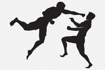 set of taekwondo silhouette vector. Boxing and competition silhouettes vector image.