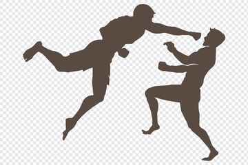Man doing boxing moves exercise. Jab Cross Hook and Uppercut movement. Shadow boxing. Flat vector illustration isolated on white background.