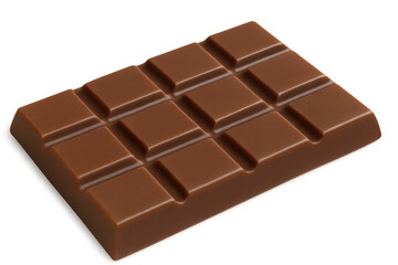 Fototapeta premium Delicious milk chocolate bar with a classic segmented design, isolated on a transparent background, ready for compositing