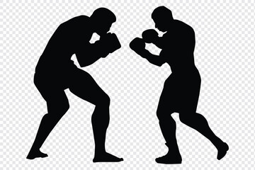 set of taekwondo silhouette vector. Boxing and competition silhouettes vector image.