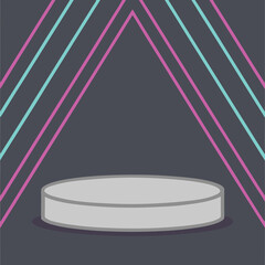 Minimalist Product Display Podium with Neon Lines and Dark Background for Product Showcase and Presentation in Modern and Abstract Style Design